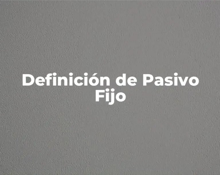 Definición de Pasivo Fijo