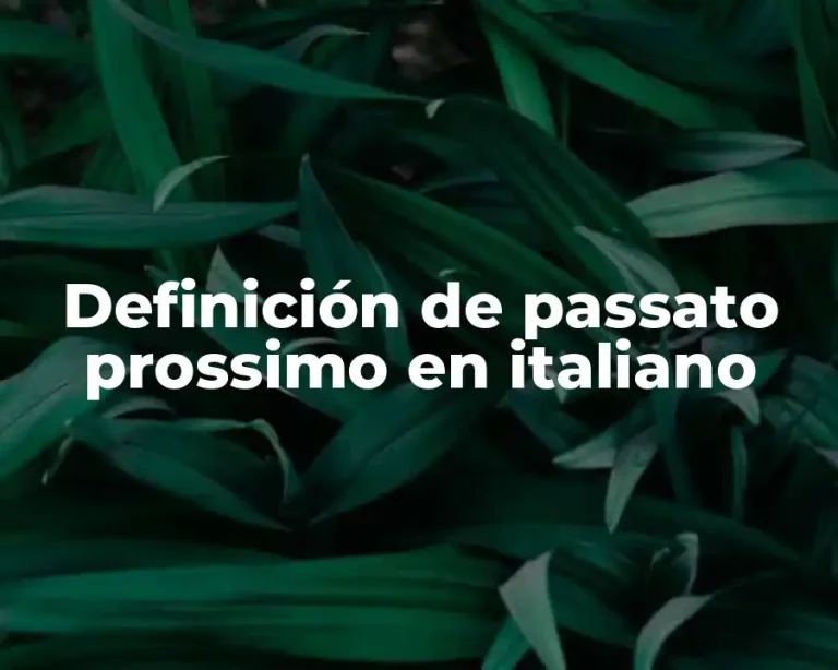 Definición de passato prossimo en italiano