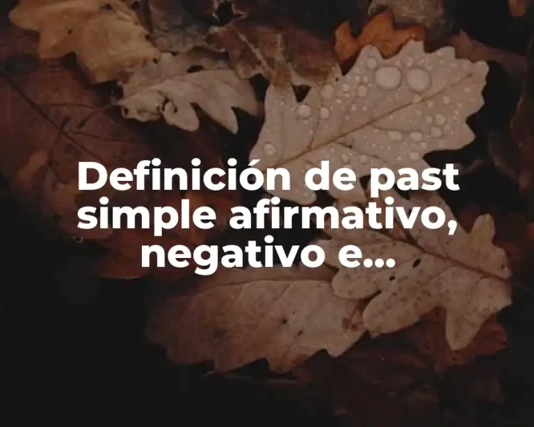 Definición de past simple afirmativo, negativo e interrogativo