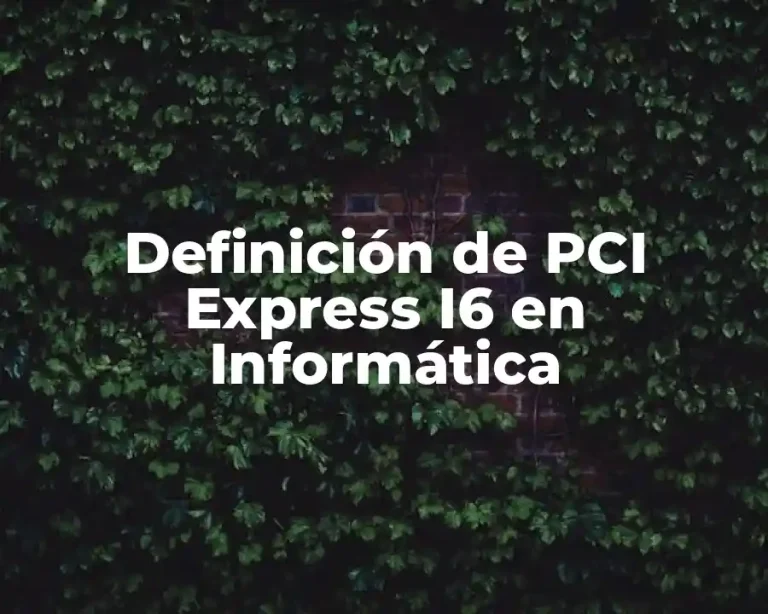 Definición de PCI Express I6 en Informática