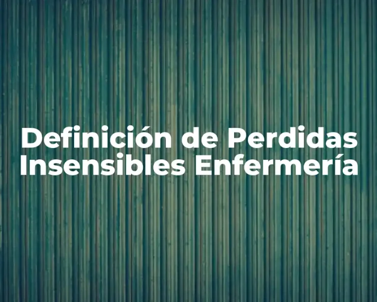 Definición de Perdidas Insensibles Enfermería