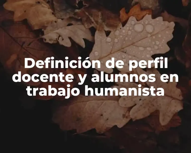 Definición de perfil docente y alumnos en trabajo humanista