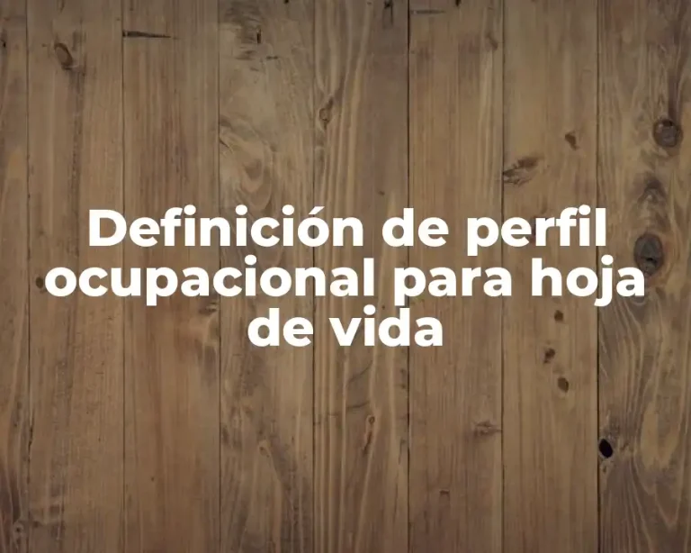 Definición de perfil ocupacional para hoja de vida