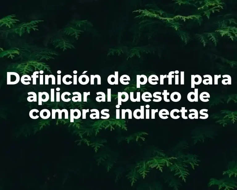 Definición de perfil para aplicar al puesto de compras indirectas