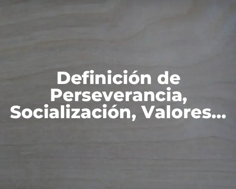 Definición de Perseverancia, Socialización, Valores, Empatía, Unión y Amistad