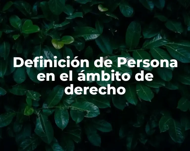 Definición de Persona en el ámbito de derecho
