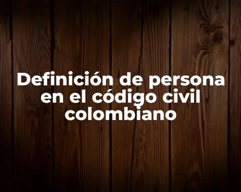Definición de persona en el código civil colombiano