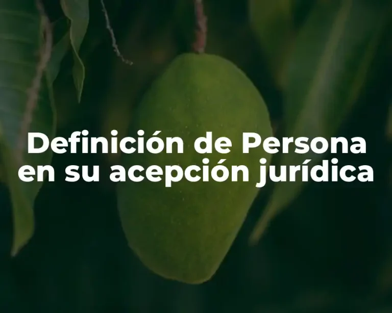 Definición de Persona en su acepción jurídica
