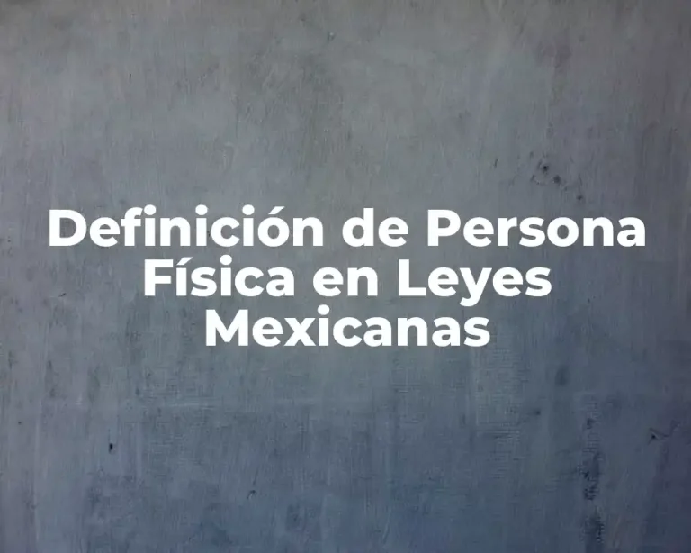 Definición de Persona Física en Leyes Mexicanas