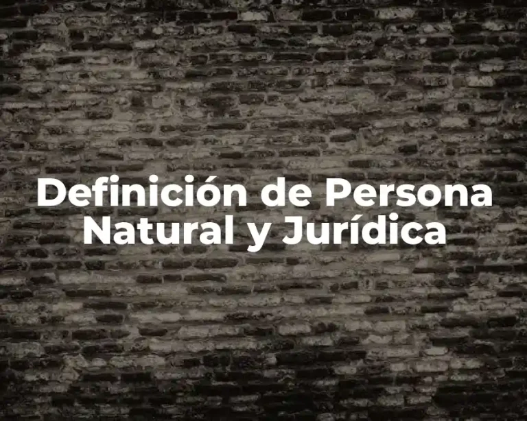 Definición de Persona Natural y Jurídica