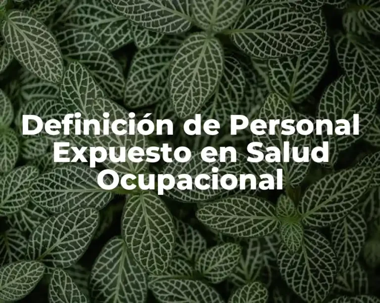 Definición de Personal Expuesto en Salud Ocupacional