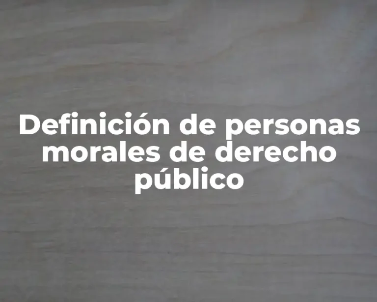 Definición de personas morales de derecho público