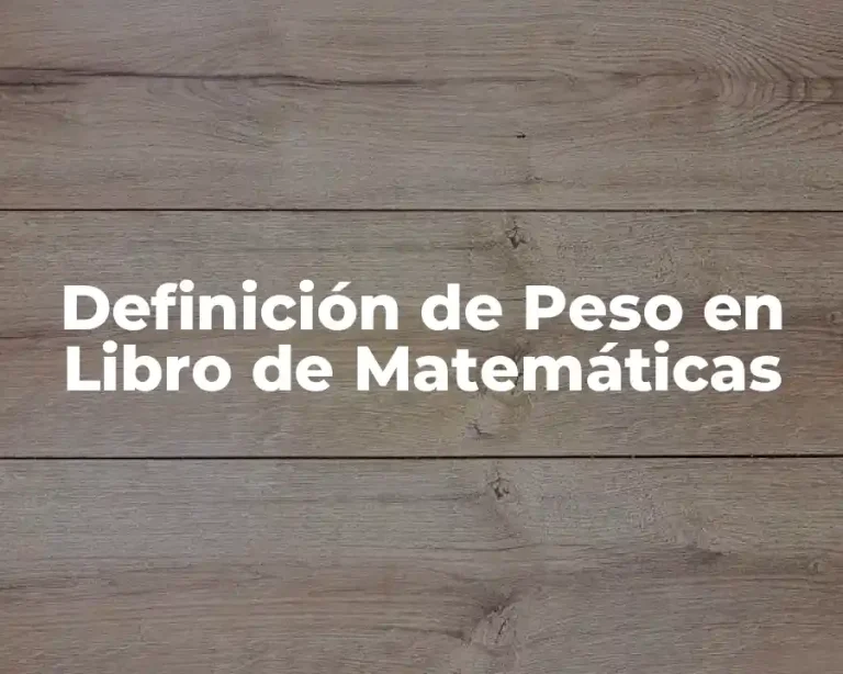 Definición de Peso en Libro de Matemáticas