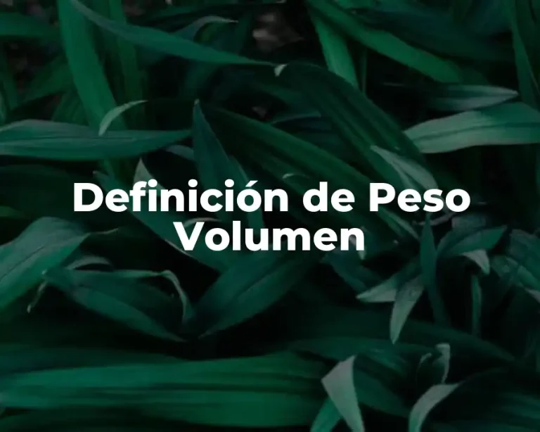 Definición de Peso Volumen