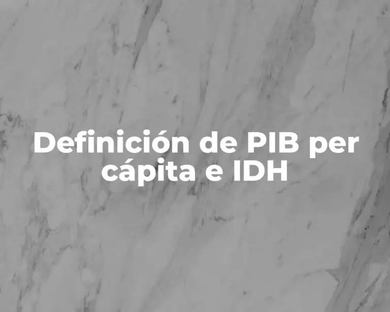 Definición de PIB per cápita e IDH