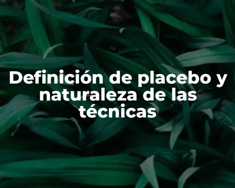 Definición de placebo y naturaleza de las técnicas