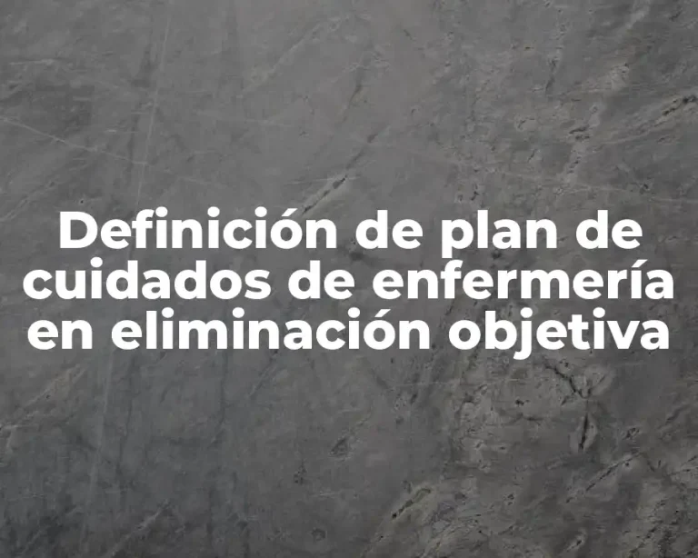 Definición de plan de cuidados de enfermería en eliminación objetiva
