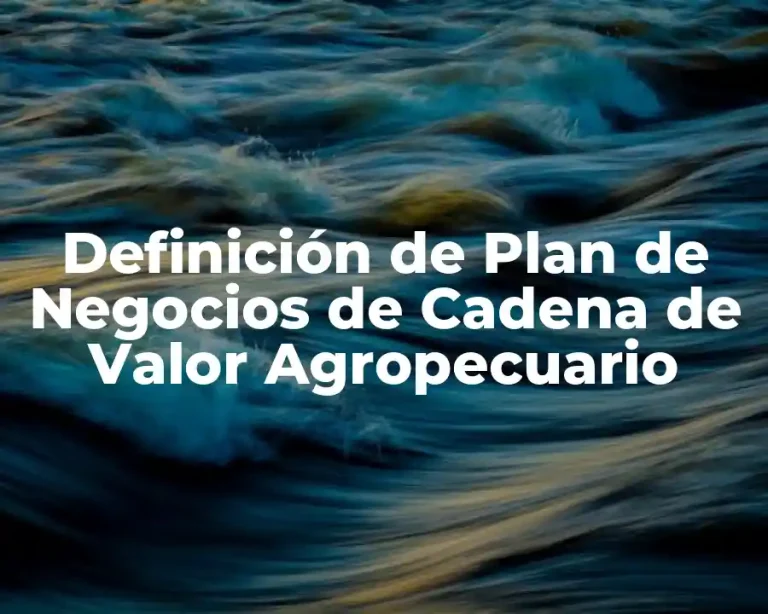 Definición de Plan de Negocios de Cadena de Valor Agropecuario