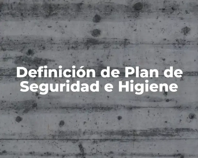 Definición de Plan de Seguridad e Higiene
