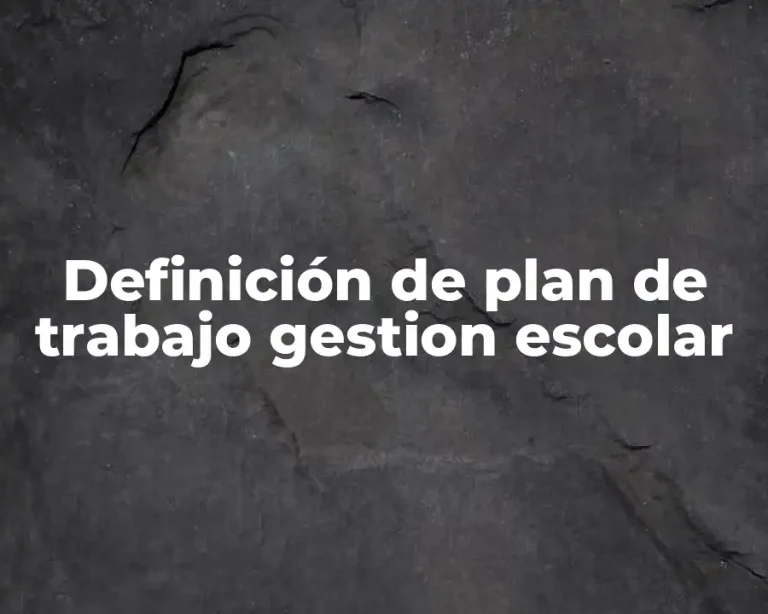 Definición de plan de trabajo gestion escolar