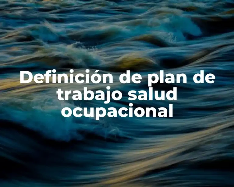 Definición de plan de trabajo salud ocupacional