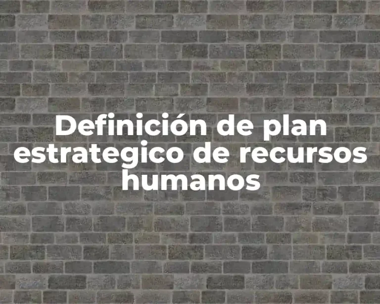 Definición de plan estrategico de recursos humanos