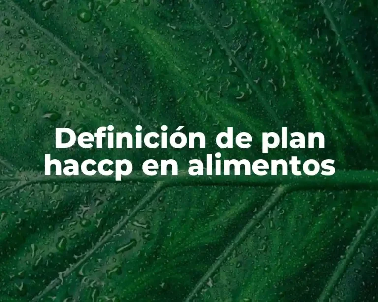 Definición de plan haccp en alimentos