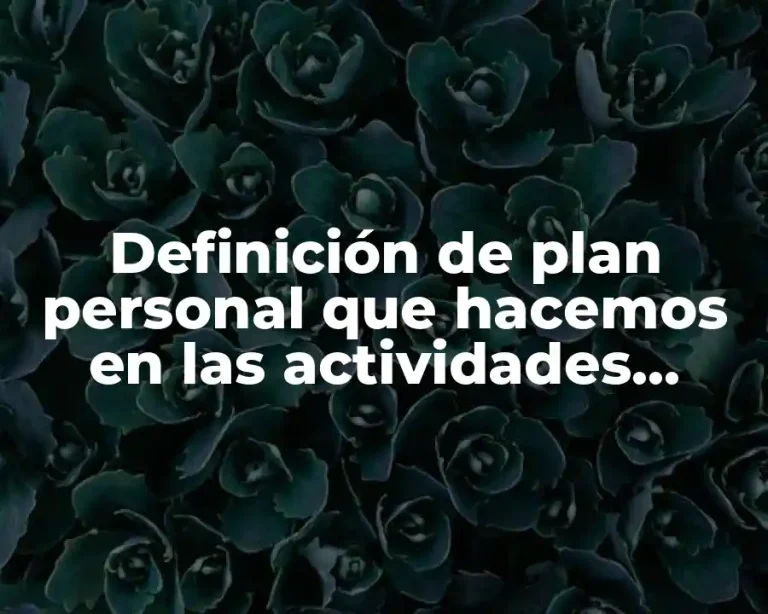 Definición de plan personal que hacemos en las actividades diarias