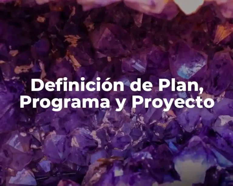 Definición de Plan, Programa y Proyecto