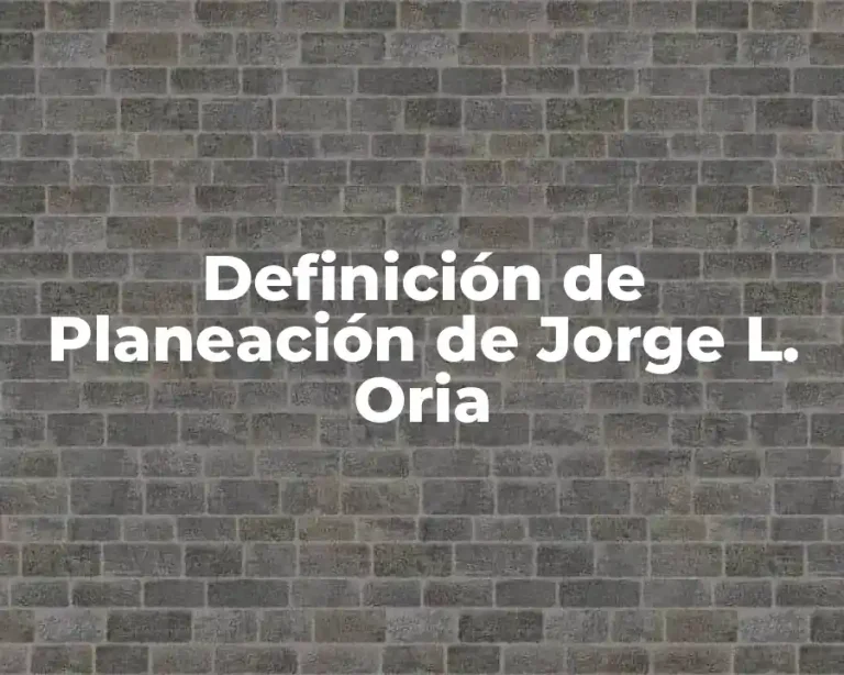 Definición de Planeación de Jorge L. Oria