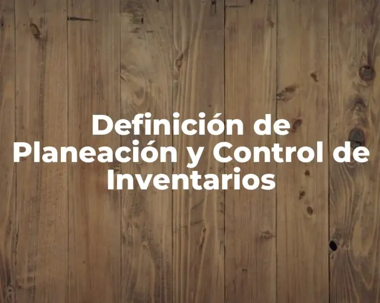 Definición de Planeación y Control de Inventarios