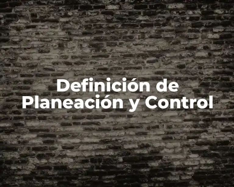 Definición de Planeación y Control