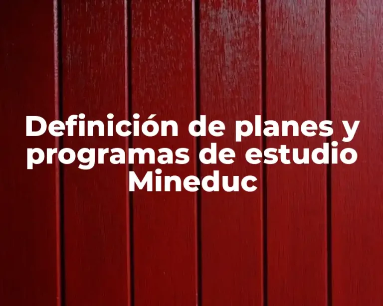 Definición de planes y programas de estudio Mineduc