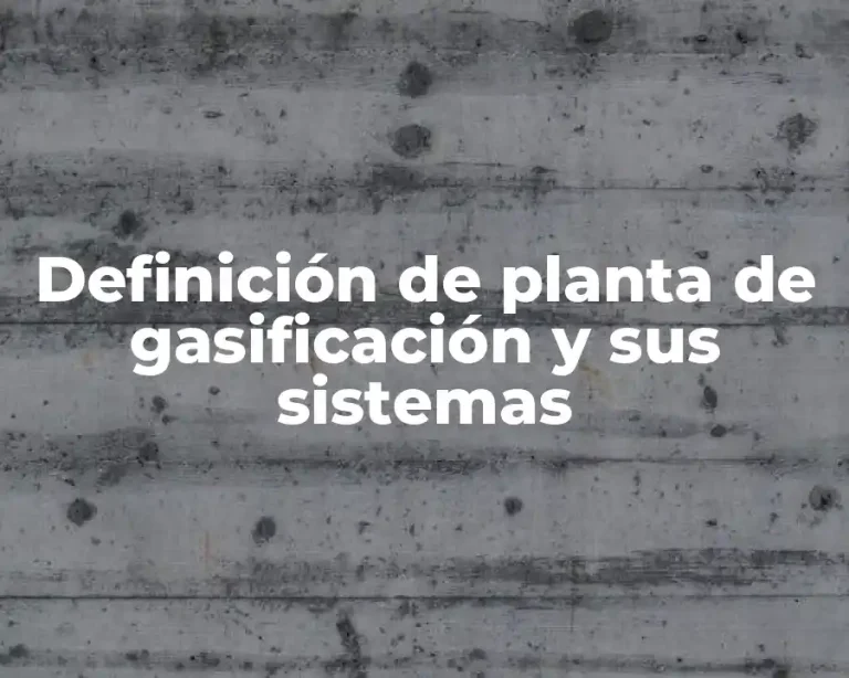 Definición de planta de gasificación y sus sistemas