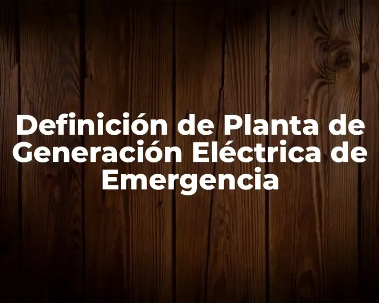 Definición de Planta de Generación Eléctrica de Emergencia