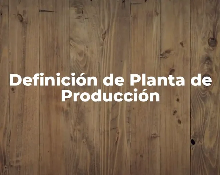Definición de Planta de Producción