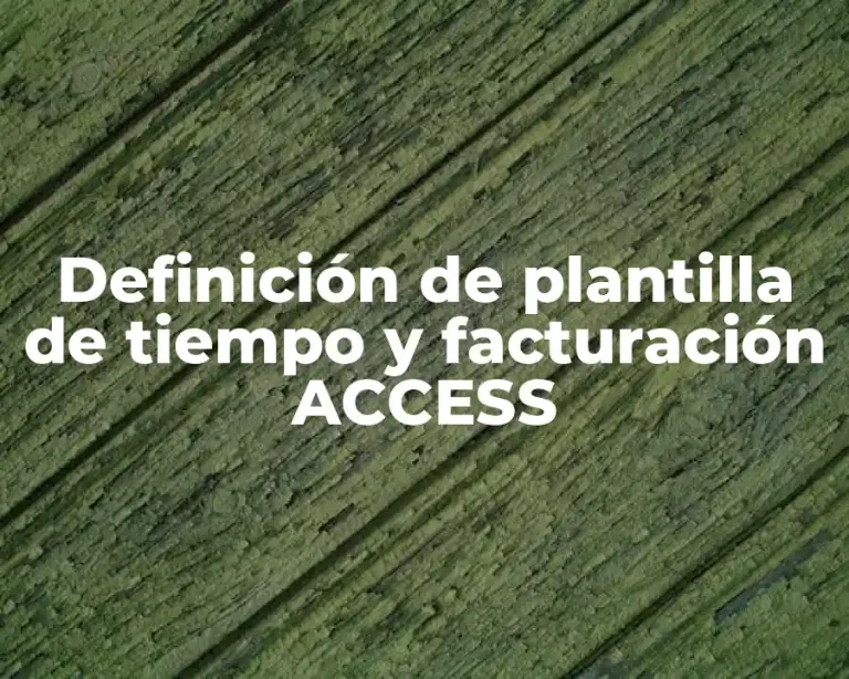 Definición de plantilla de tiempo y facturación ACCESS
