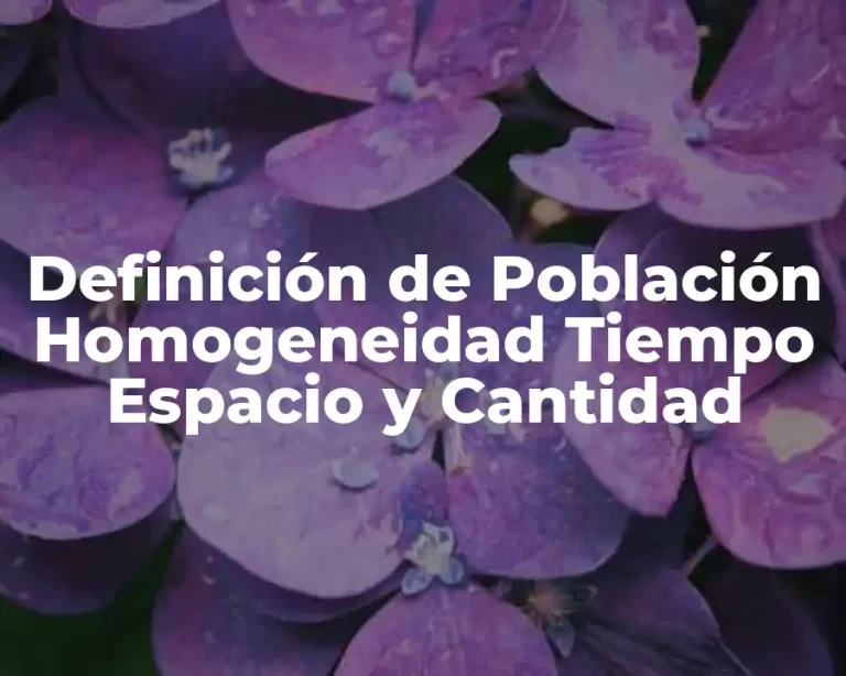Definición de Población Homogeneidad Tiempo Espacio y Cantidad