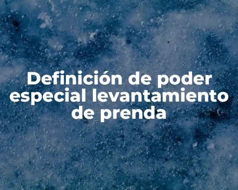 Definición de poder especial levantamiento de prenda
