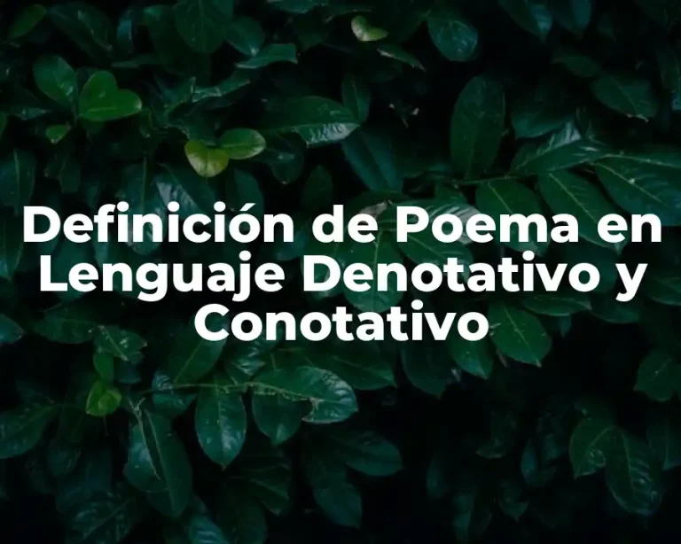 Definición de Poema en Lenguaje Denotativo y Conotativo