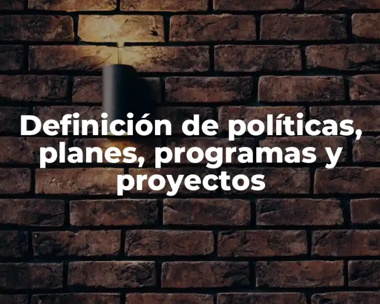 Definición de políticas, planes, programas y proyectos