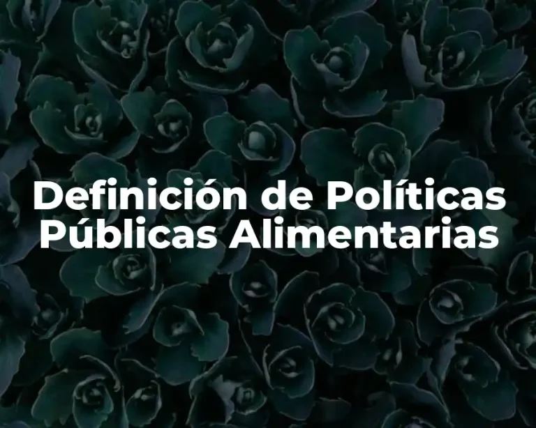 Definición de Políticas Públicas Alimentarias