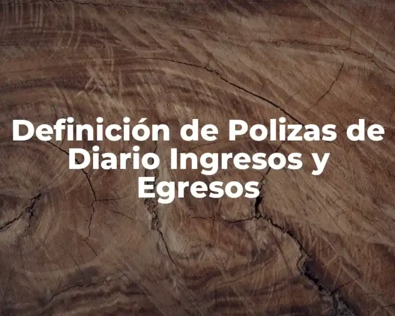 Definición de Polizas de Diario Ingresos y Egresos