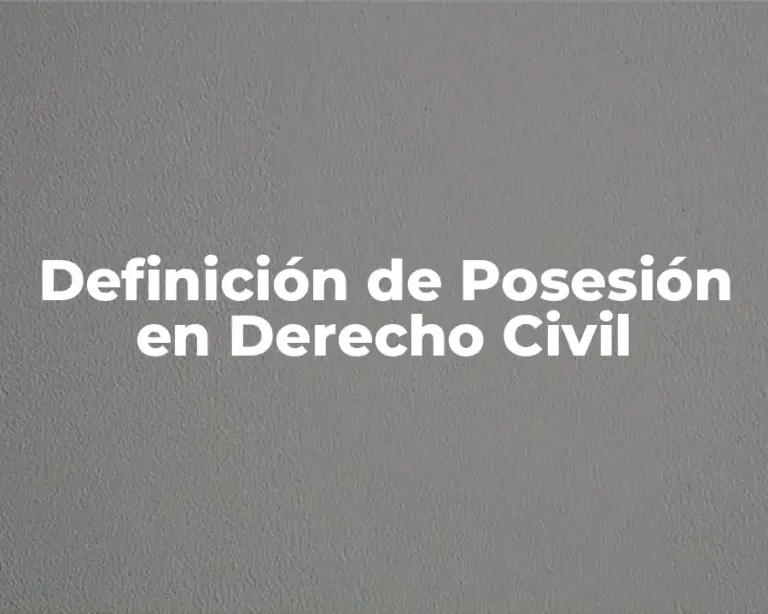 Definición de Posesión en Derecho Civil