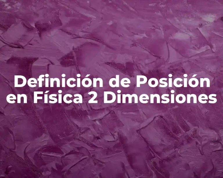Definición de Posición en Física 2 Dimensiones