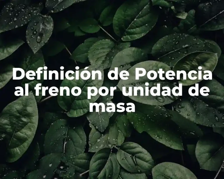 Definición de Potencia al freno por unidad de masa