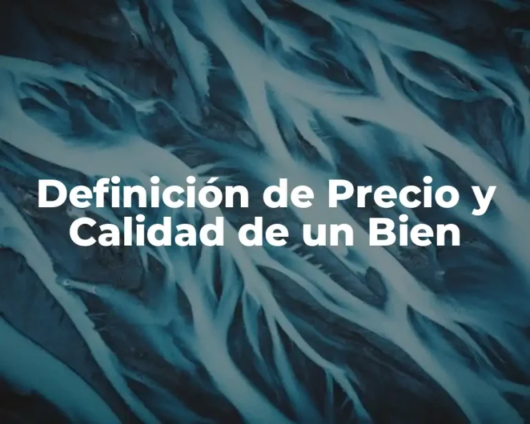 Definición de Precio y Calidad de un Bien