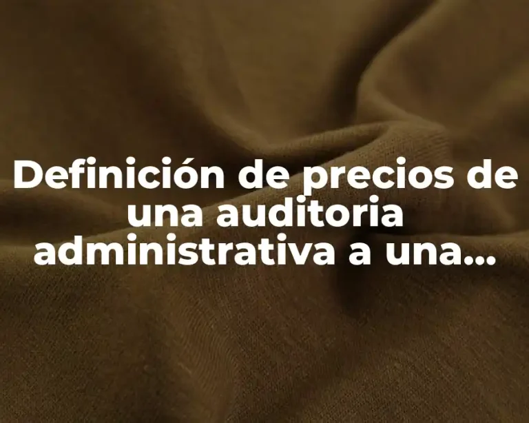 Definición de precios de una auditoria administrativa a una empresa
