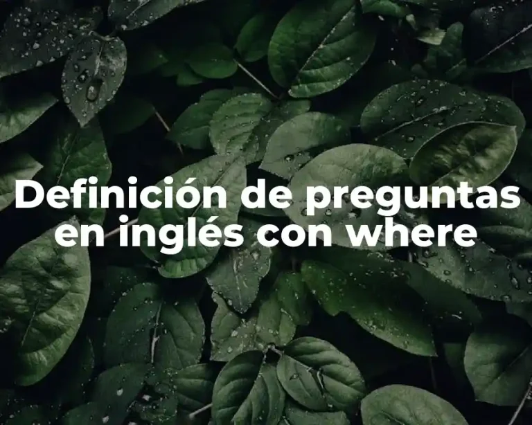 Definición de preguntas en inglés con where