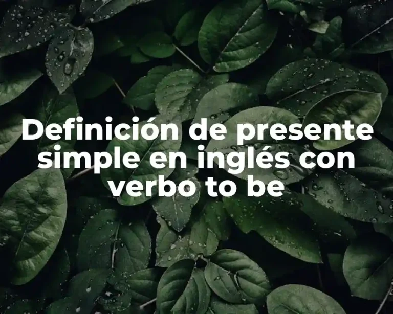 Definición de presente simple en inglés con verbo to be